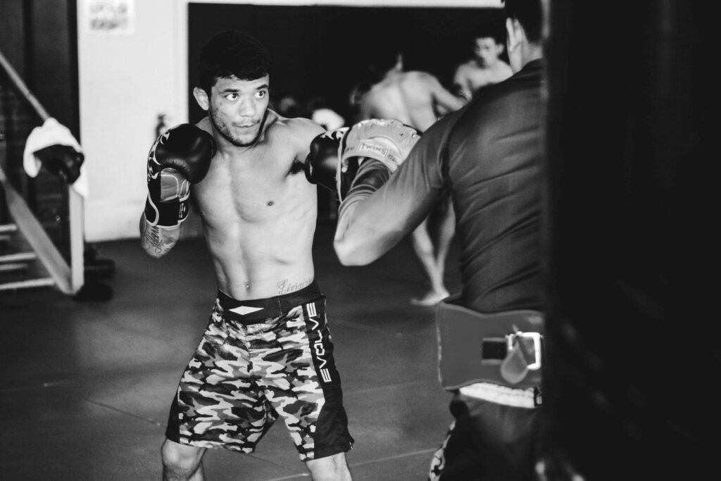 BJJ World Champion and ONE Superstar Alex Silva works on his striking at the Evolve MMA Fighters Program.