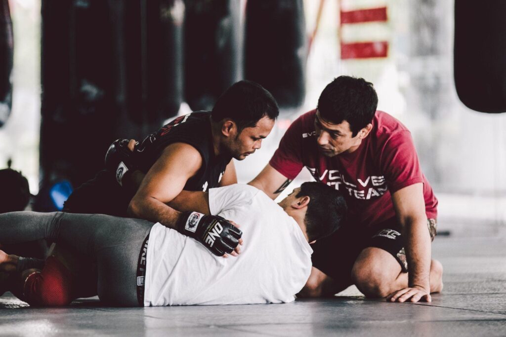 Multiple-time Muay Thai World Champion Dejdamrong Sor Amnuaysirichoke gets some grappling tips from BJJ World Champion Teco Shinzato.