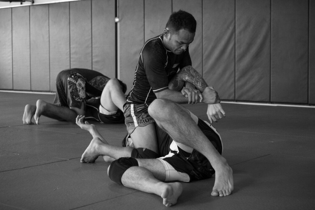 ONE Superstar Dejdamrong Sor Amnuaysirichoke works on his grappling at the Evolve Fighters Program.