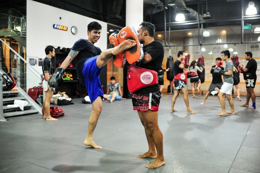The roundhouse kick is a fundamental strike in Muay Thai.