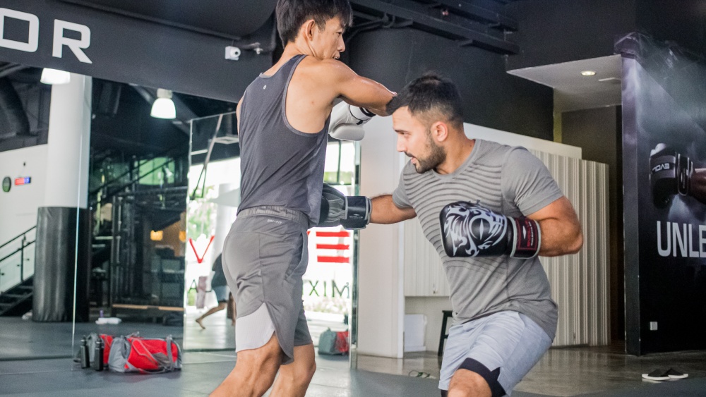 boxing students in class