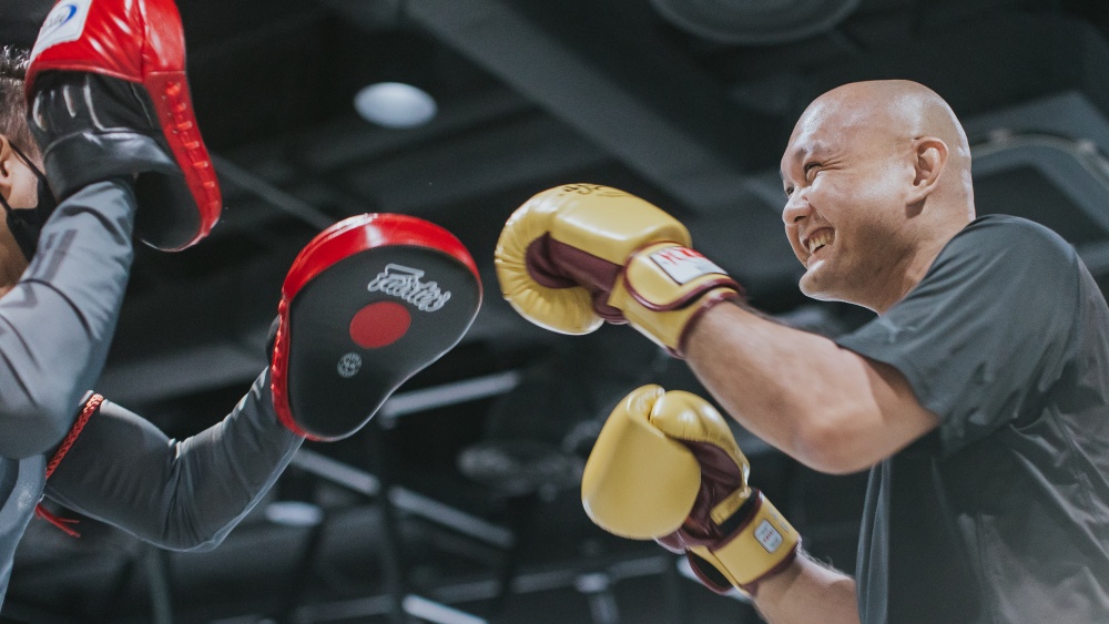 happy boxing student