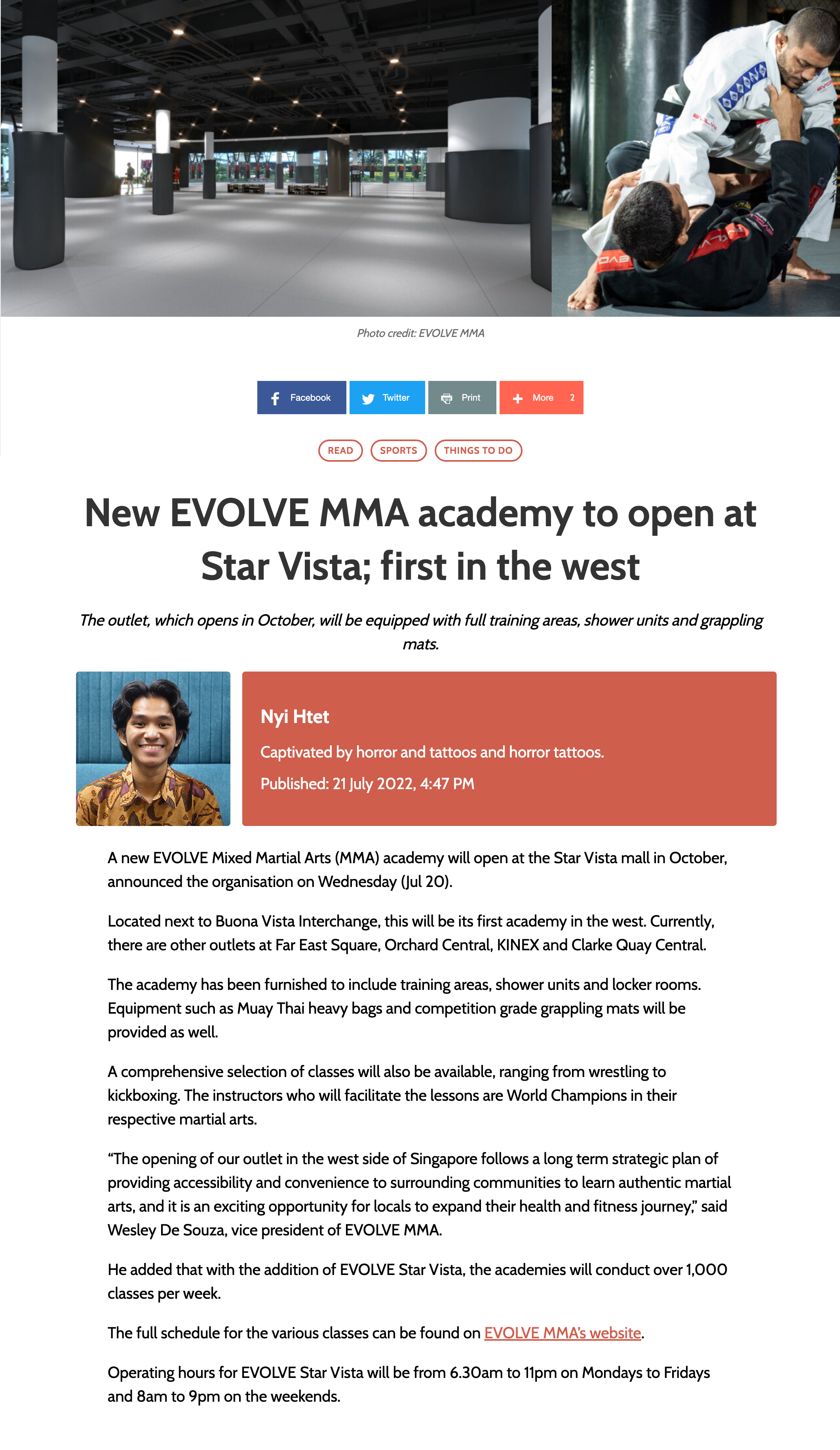Media Coverage Evolve MMA